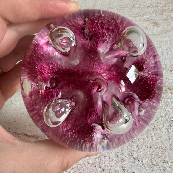 Vintage Caithness Moonflower Art Glass Bubble Paper Weight - Picture 10 of 12